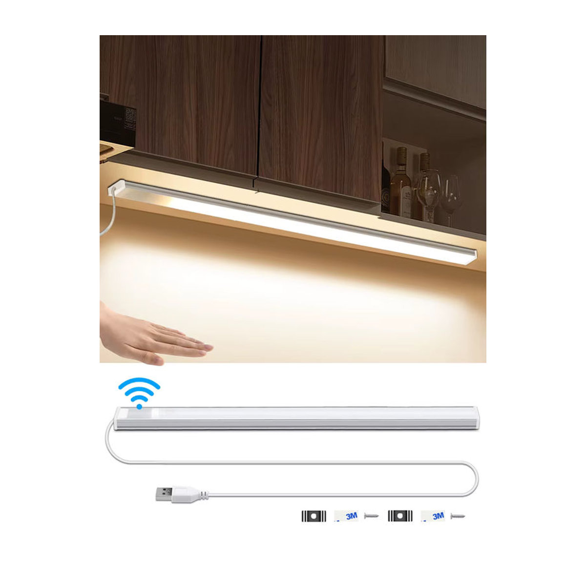 Lcamaw COB LED Nachtlicht mit Hand-Scan und Bewegungssensor, USB-betriebene Schrankbeleuchtung für Küche und Tisch, minimalistisches Design - Bild 5