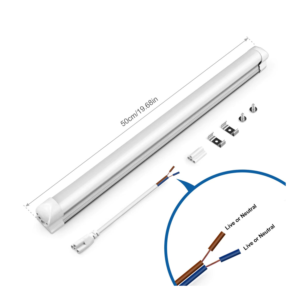Lcamaw LED T5 Röhrenlampe 15W aus Aluminium für Küche und Kleiderschrank, Länge: 50 cm - Bild 2