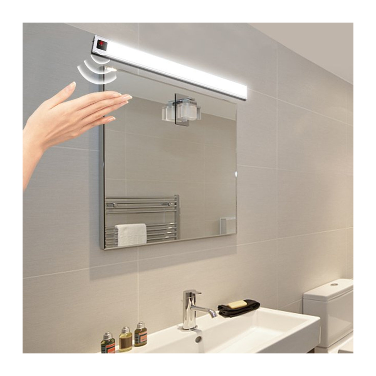 Lcamaw LED Wandlampe mit Bewegungsmelder in Weiß, wiederaufladbare USB Spiegelleuchte für Badezimmer, Küche und Schrank - Bild 1