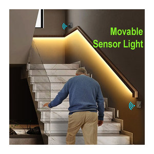 Lcamaw LED Wandleuchte mit PIR Bewegungssensor für Flur und Treppe, minimalistisches Design, Schwarz