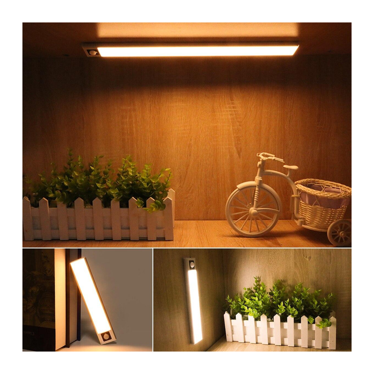 Lcamaw Lighting LED Bar Licht mit PIR Bewegungssensor aus Aluminium für Schrank und Küche, Warm White, Silber - Bild 3