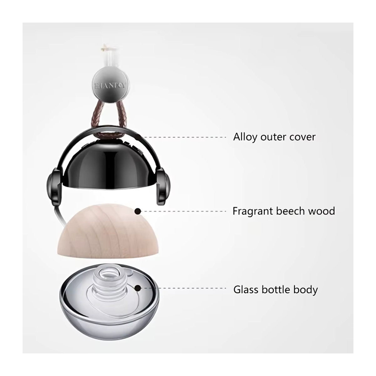 Lcars Auto-Aroma-Diffusor-Anhänger in Silber, Kopfhörer-Design aus Metall und Glas zur Verwendung mit eigenen Duftölen - Bild 3