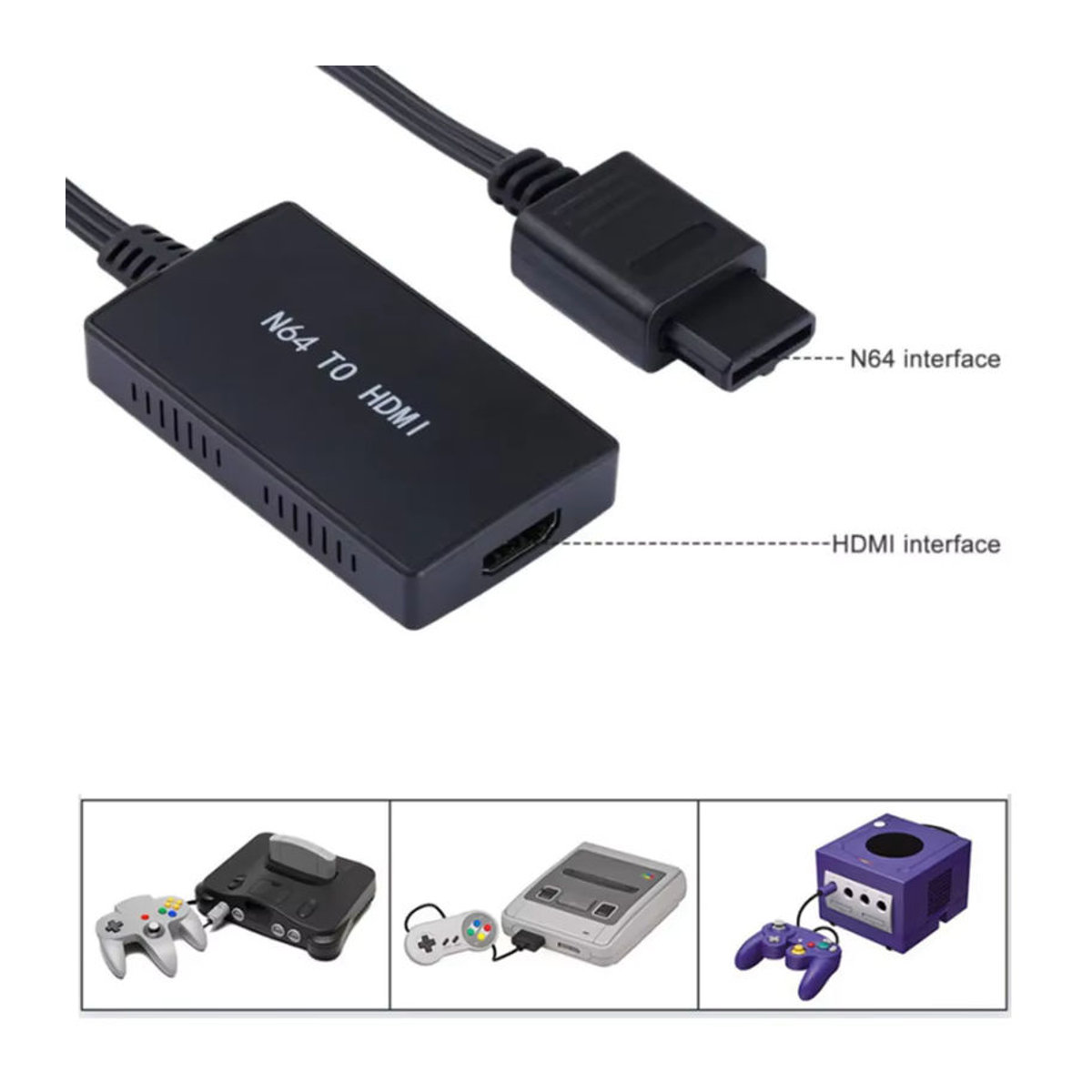 LccKaa N64 zu HDMI Adapter Konverter für Nintendo 64, SNES, NGC und SFC Konsolen in Schwarz - Bild 4