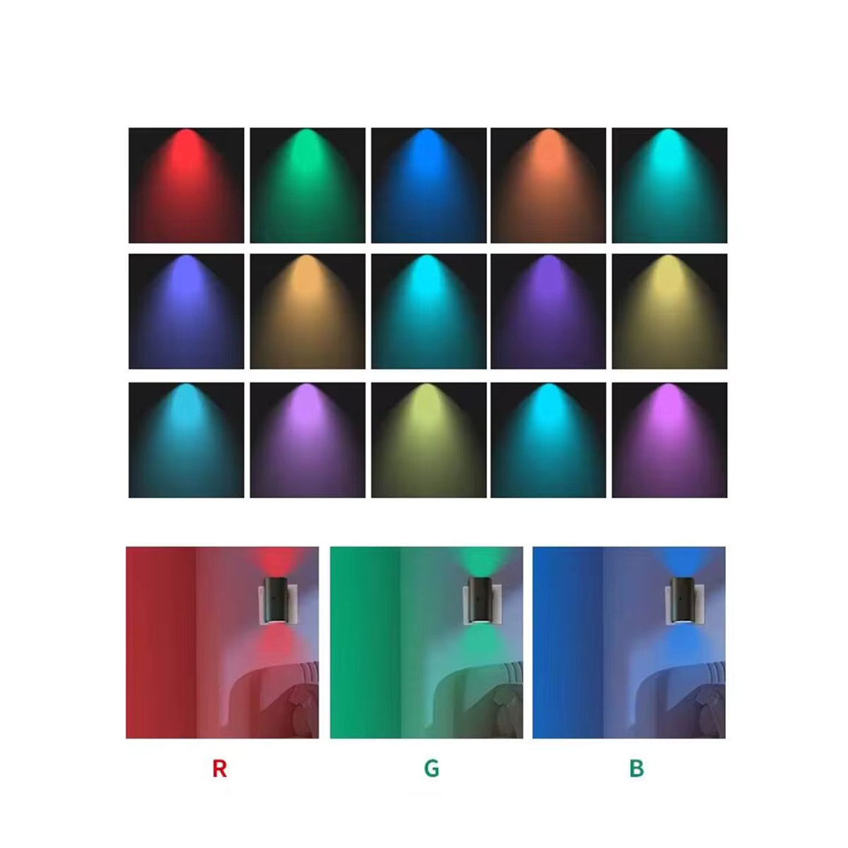 LCMKR LED-Nachtlicht mit Lichtsensor und RGB Farbwechsel, Schwarz und Bunt, minimalistisches Design für Kinder und Heimdekoration - Bild 3