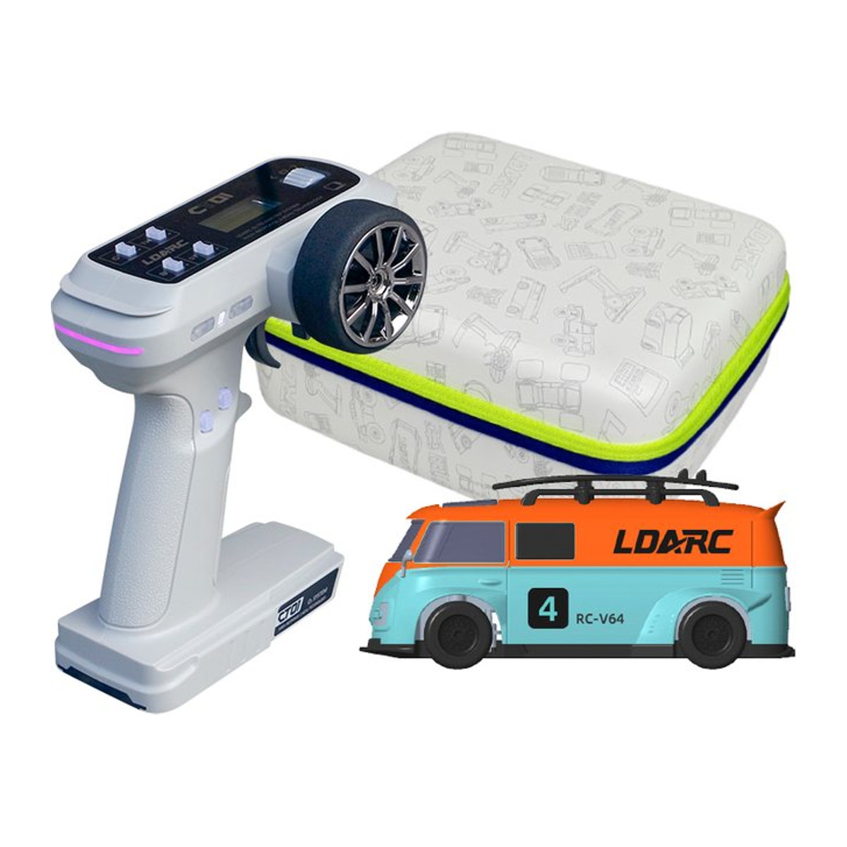 LDARC V64 RTR/BNR 1/64 Mini RC Auto Elektroauto mit 2,4 GHz Fernbedienung in Grau und Bunt - Bild 1