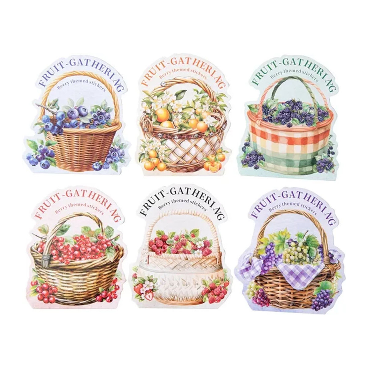 Leaffei Fruit Harvest Serie Beeren-Aufkleber Set mit 6 Designs in Mehrfarbig und Vintage-Optik - Bild 1