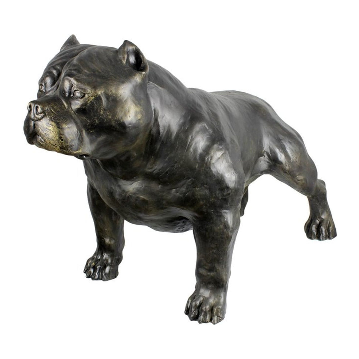 Lebensgroße American Bully Hundestatue von Art-Dog in Braun aus Kunstharz im Art-Deco-Stil - Bild 1