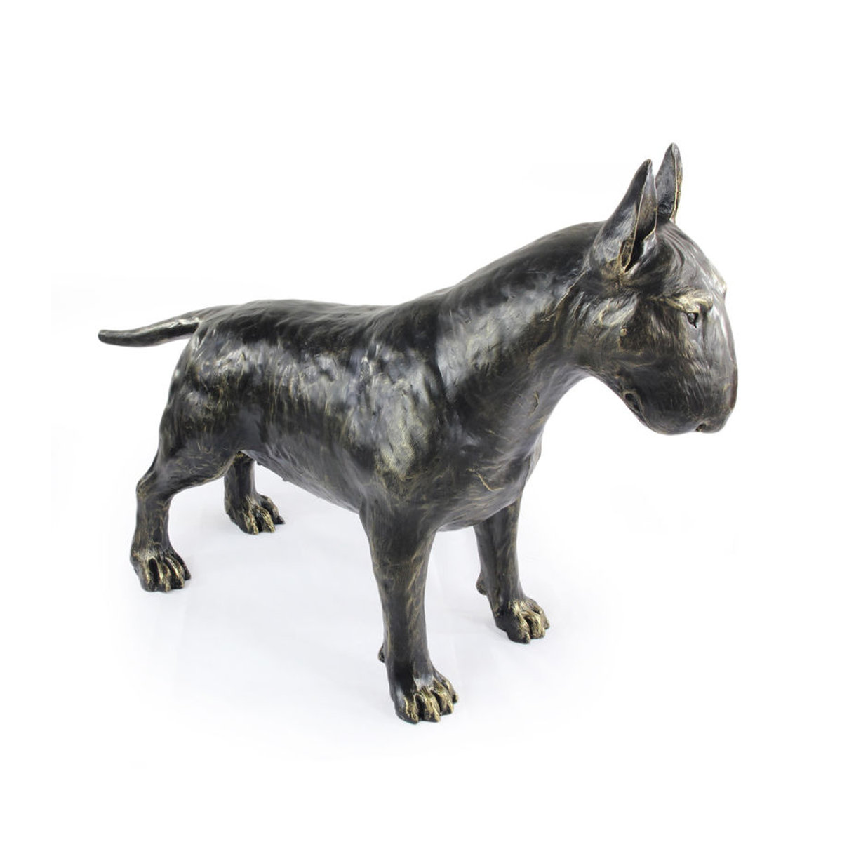 Lebensgroße Bullterrier Hundestatue von Art-Dog in Braun aus Kunstharz und Bronze - Bild 2