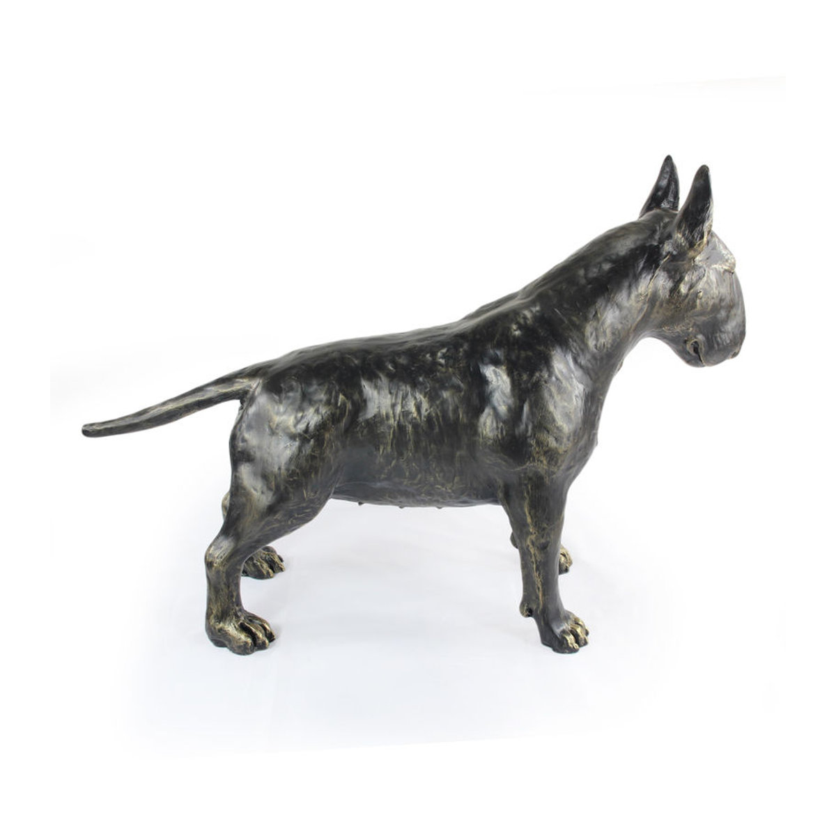 Lebensgroße Bullterrier Hundestatue von Art-Dog in Braun aus Kunstharz und Bronze - Bild 3