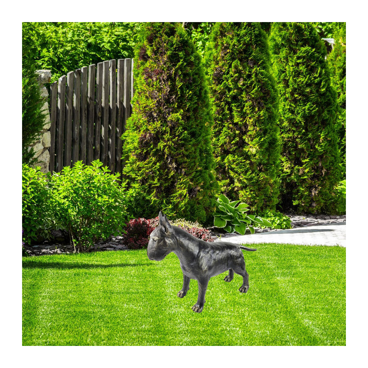 Lebensgroße Bullterrier Hundestatue von Art-Dog in Braun aus Kunstharz und Bronze - Bild 8
