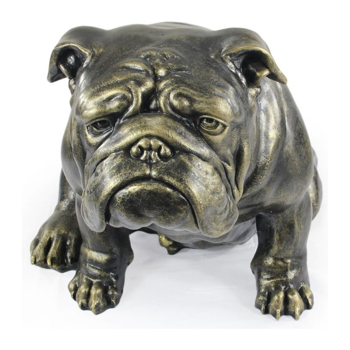Lebensgroße Englische Bulldogge Statue von Art-Dog in Braun aus Kunstharz und Bronze für den Garten und die Dekoration - Bild 1