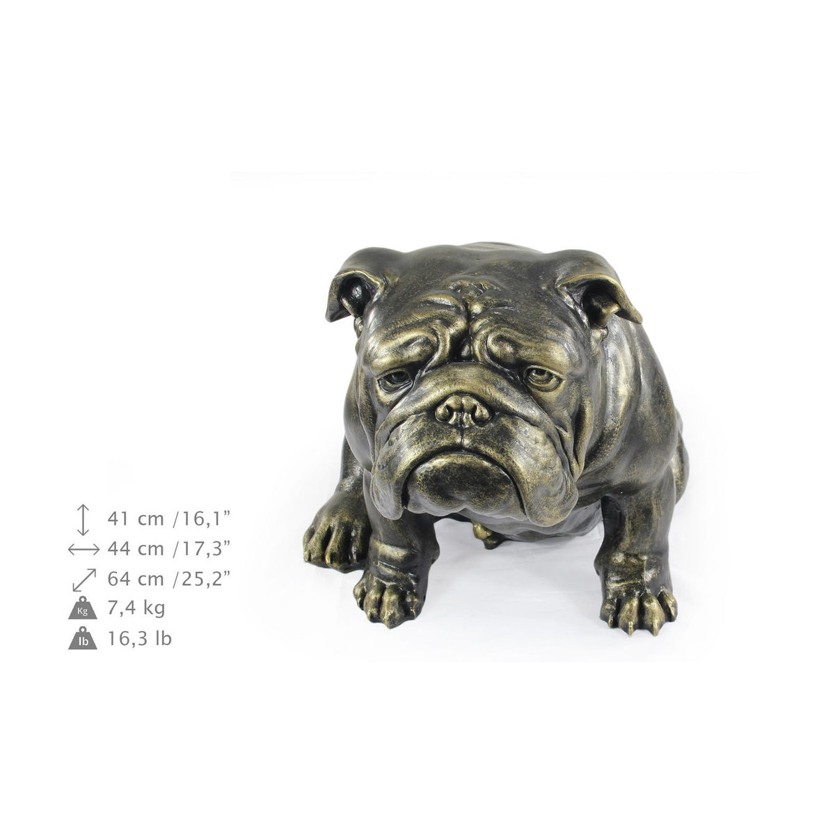 Lebensgroße Englische Bulldogge Statue von Art-Dog in Braun aus Kunstharz und Bronze für den Garten und die Dekoration - Bild 11