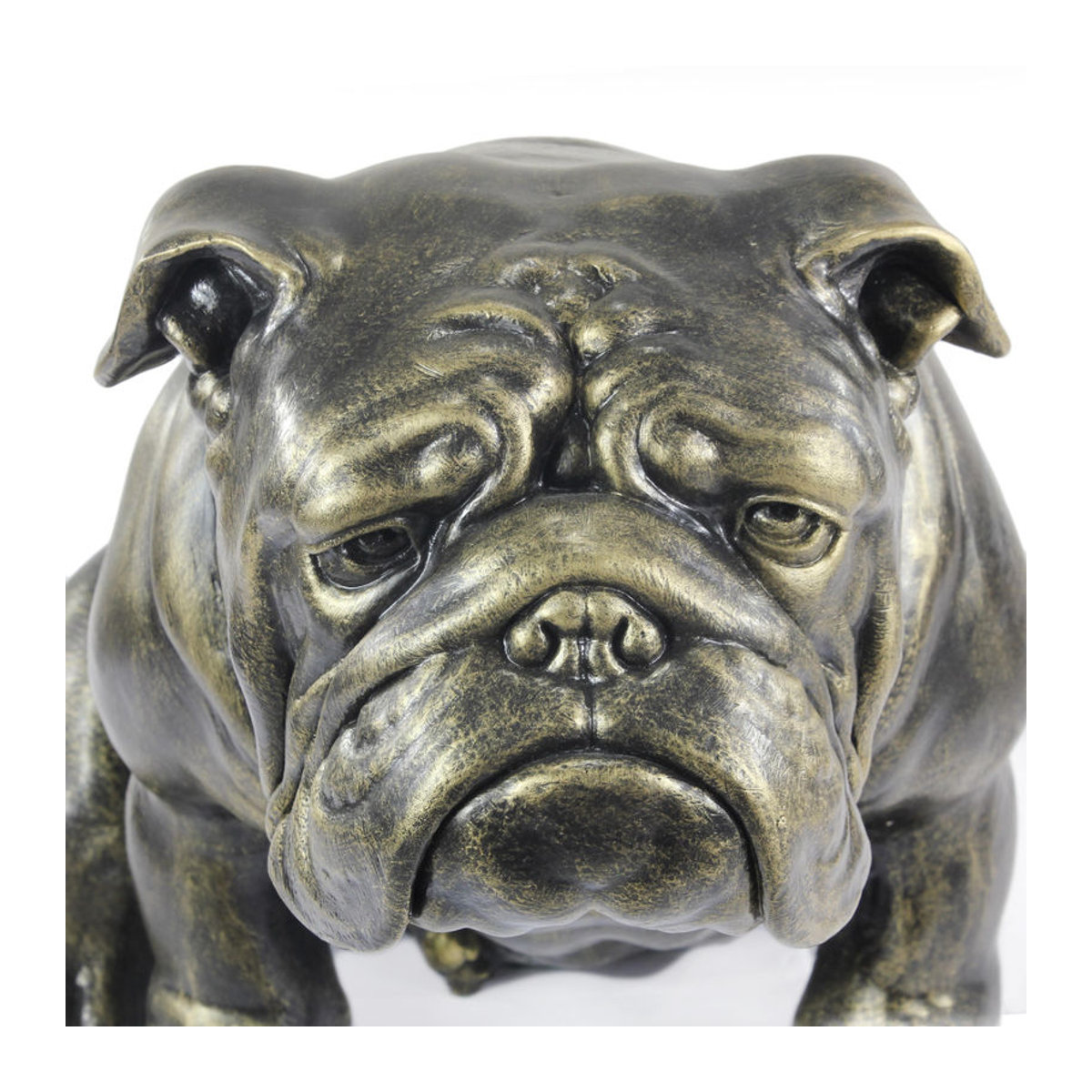 Lebensgroße Englische Bulldogge Statue von Art-Dog in Braun aus Kunstharz und Bronze für den Garten und die Dekoration - Bild 3