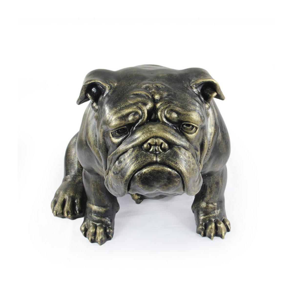 Lebensgroße Englische Bulldogge Statue von Art-Dog in Braun aus Kunstharz und Bronze für den Garten und die Dekoration - Bild 6