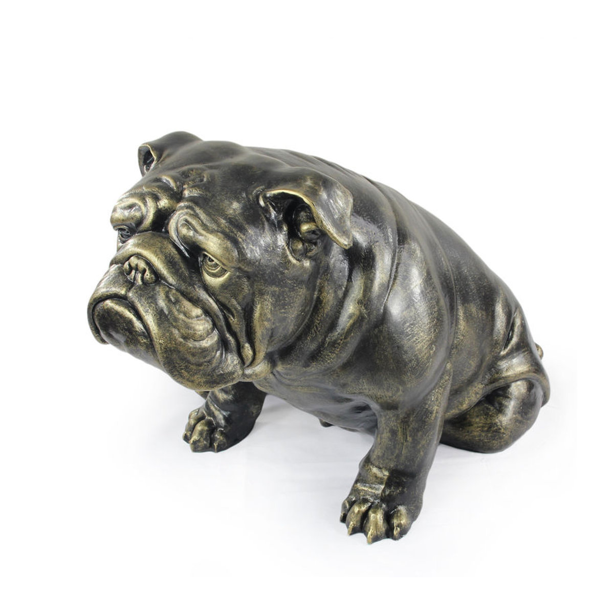 Lebensgroße Englische Bulldogge Statue von Art-Dog in Braun aus Kunstharz und Bronze für den Garten und die Dekoration - Bild 7