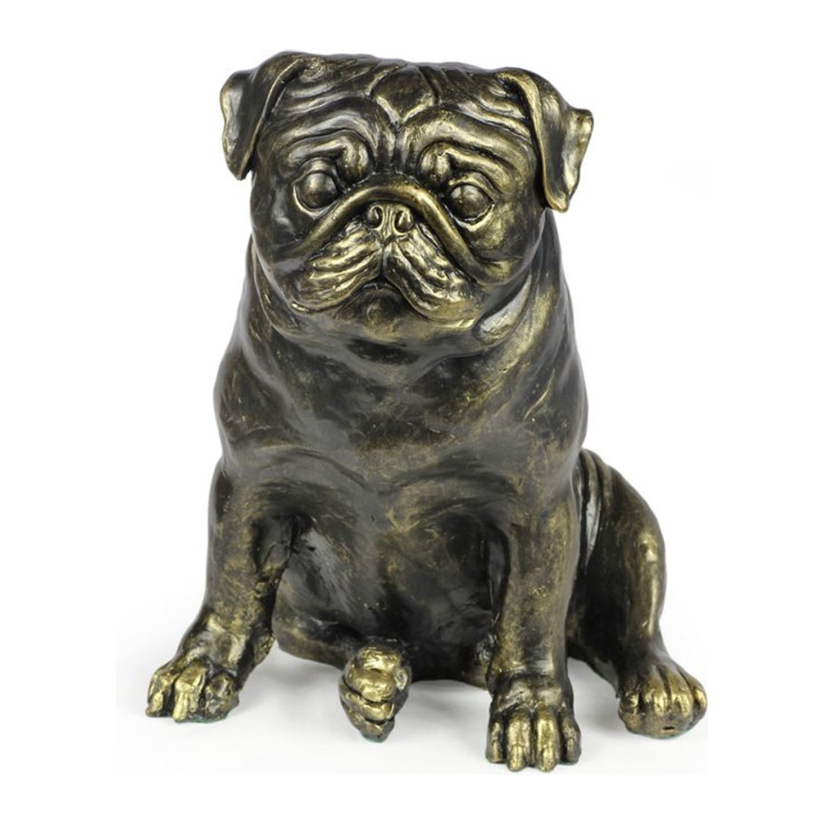 Lebensgroße Mops-Hundestatue von Art-Dog in Braun aus Kunstharz im Art Deco Stil - Bild 1