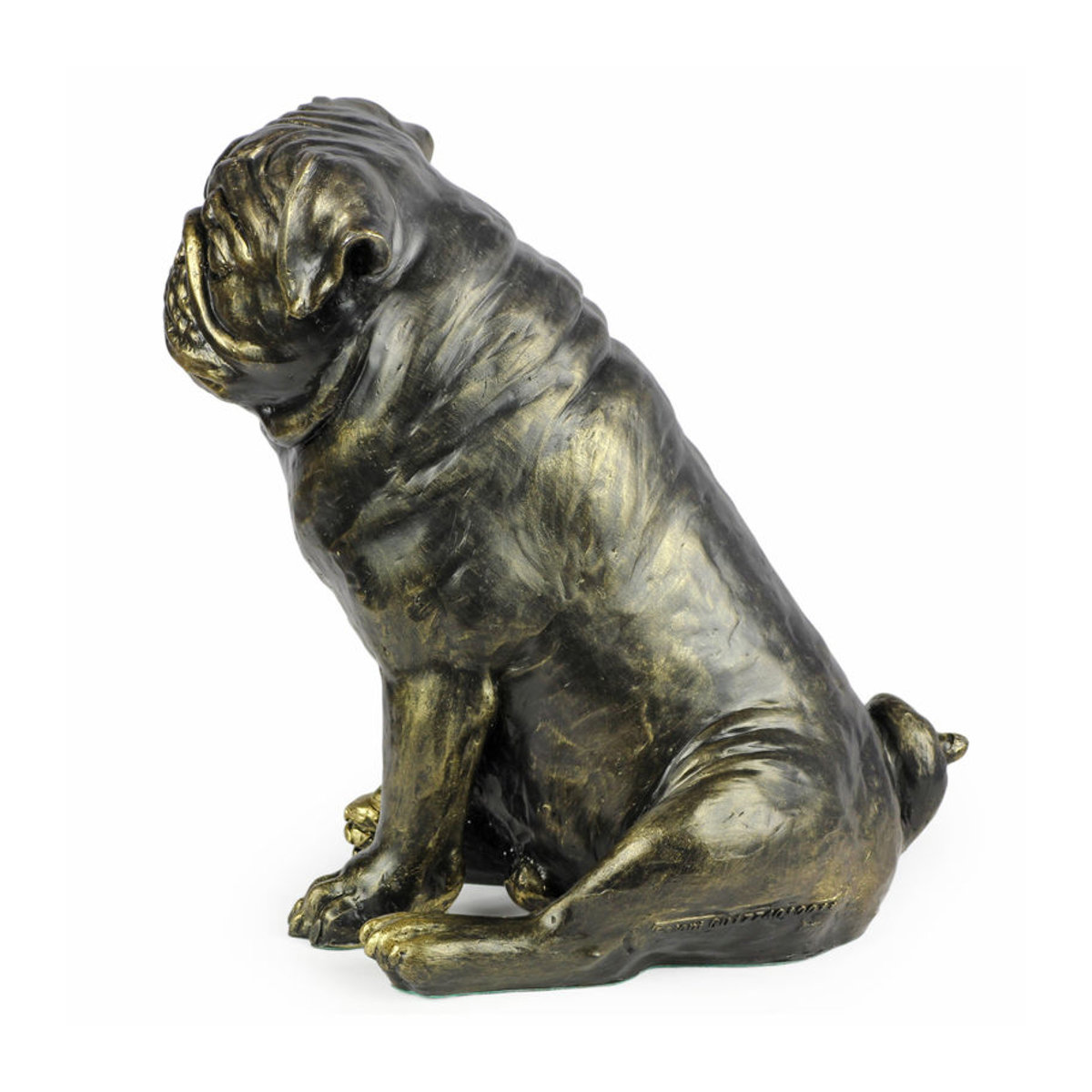 Lebensgroße Mops-Hundestatue von Art-Dog in Braun aus Kunstharz im Art Deco Stil - Bild 3