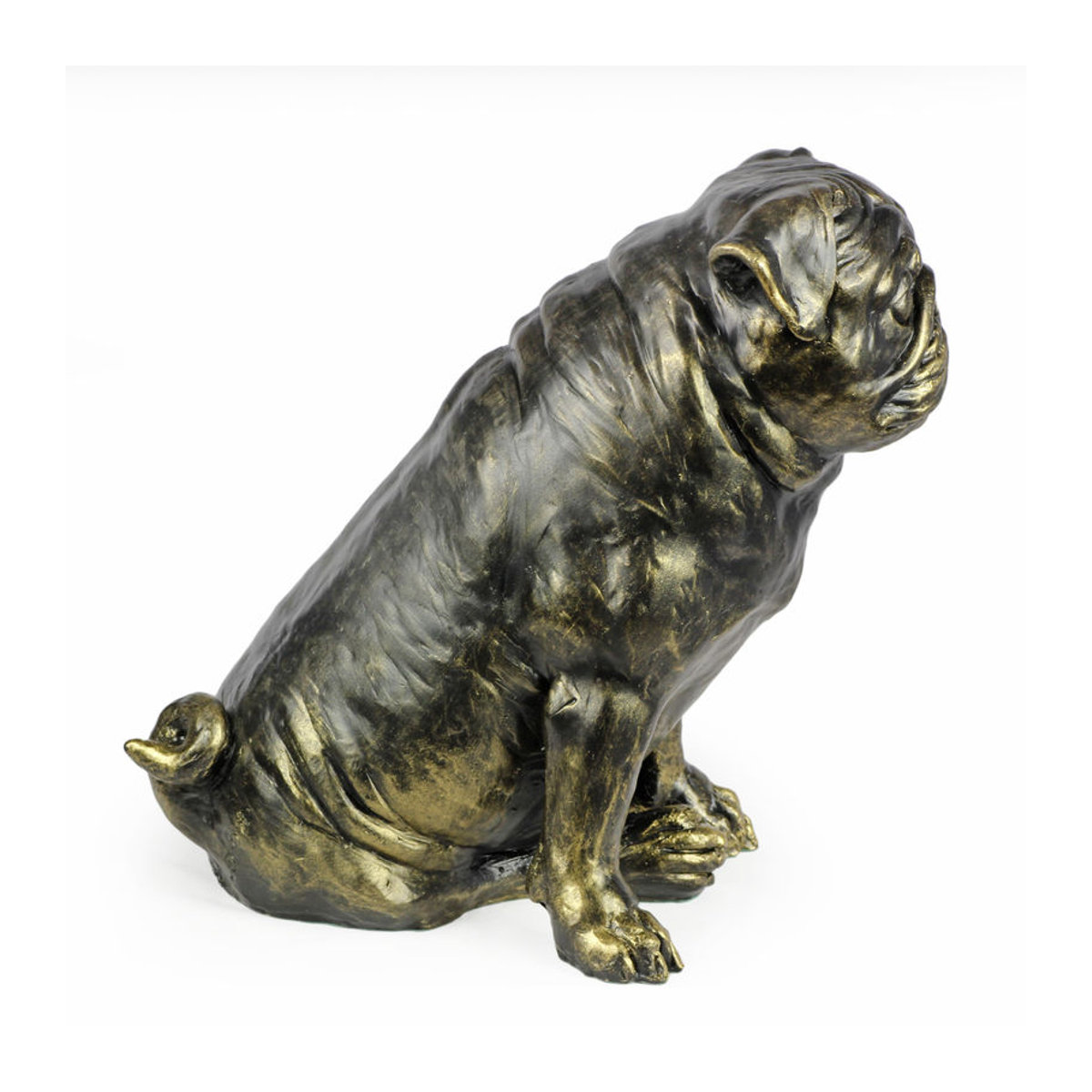Lebensgroße Mops-Hundestatue von Art-Dog in Braun aus Kunstharz im Art Deco Stil - Bild 4