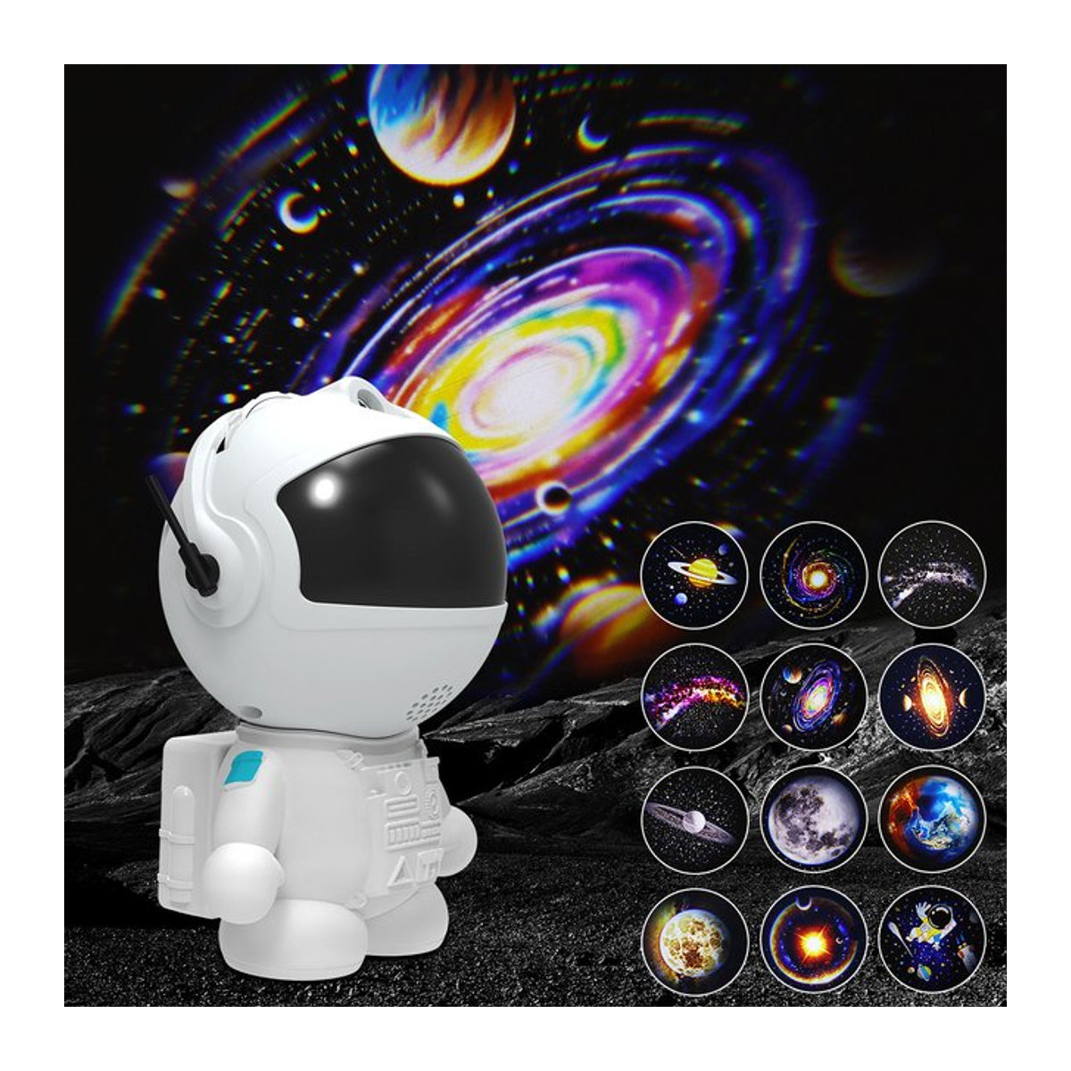 Leclstar Astronaut Sternprojektor mit Galaxie-Nachtlicht und LED-Sternennebel in Weiß - Bild 1