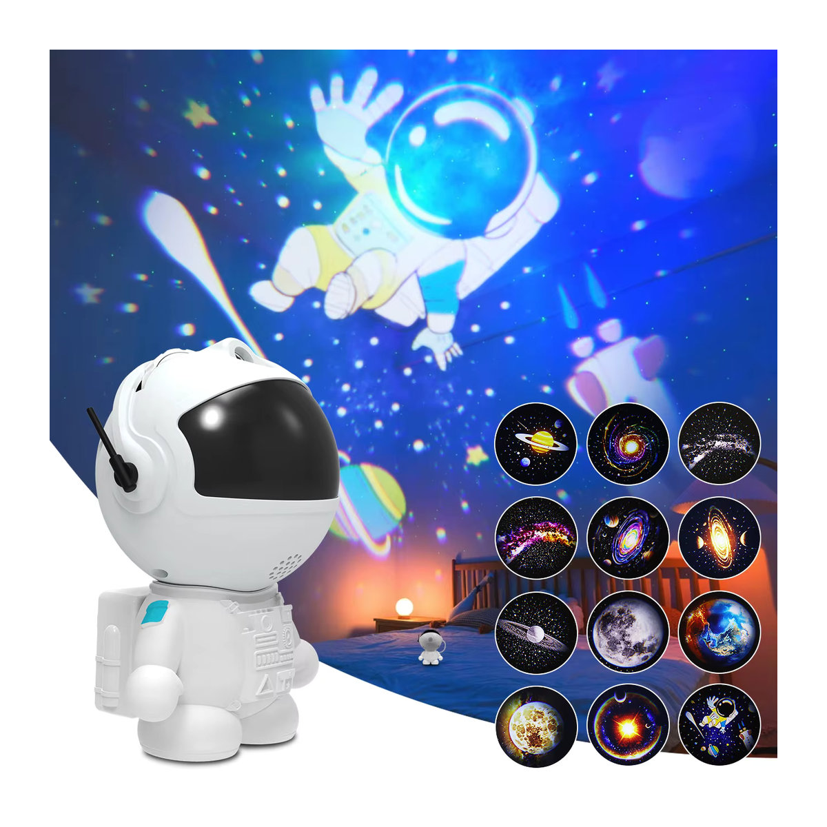 Leclstar Astronaut Sternprojektor mit Galaxie-Nachtlicht und LED-Sternennebel in Weiß - Bild 6