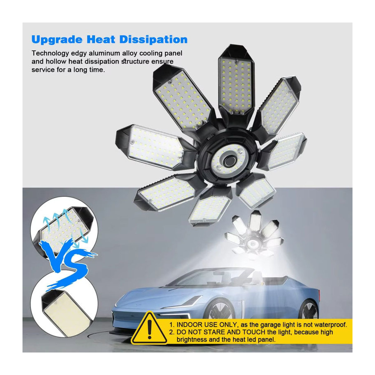 Leclstar LED Garagen-Glühbirne mit 8 plus 1 verstellbaren Platten aus Aluminium E27 Schraubfassung - Bild 5