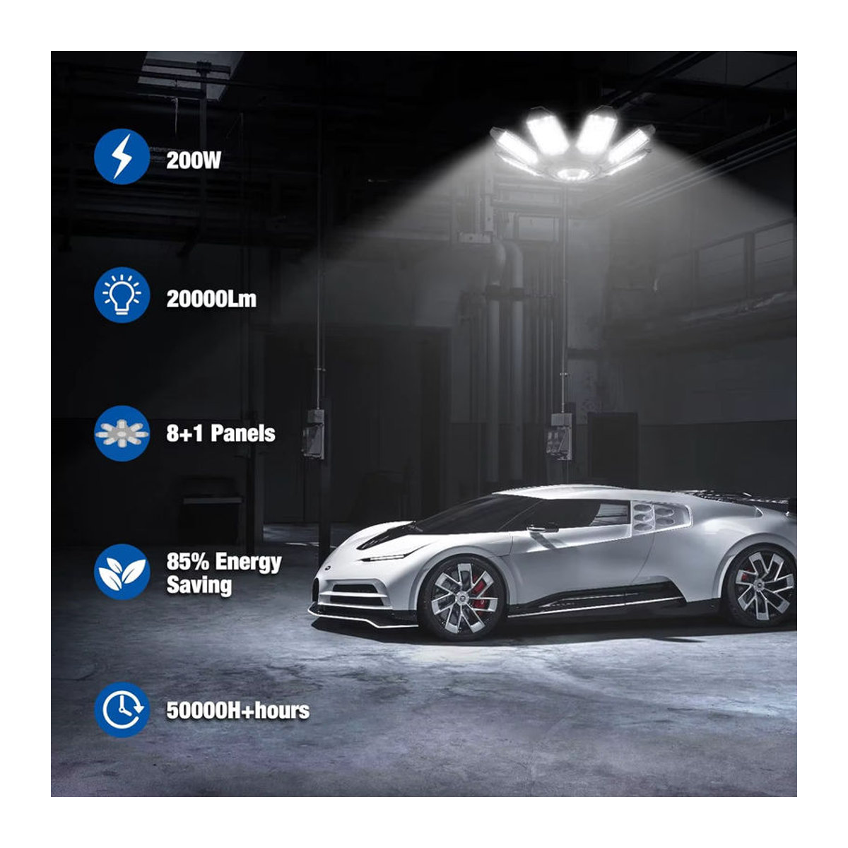 Leclstar LED Garagen-Glühbirne mit 8 plus 1 verstellbaren Platten aus Aluminium E27 Schraubfassung - Bild 6