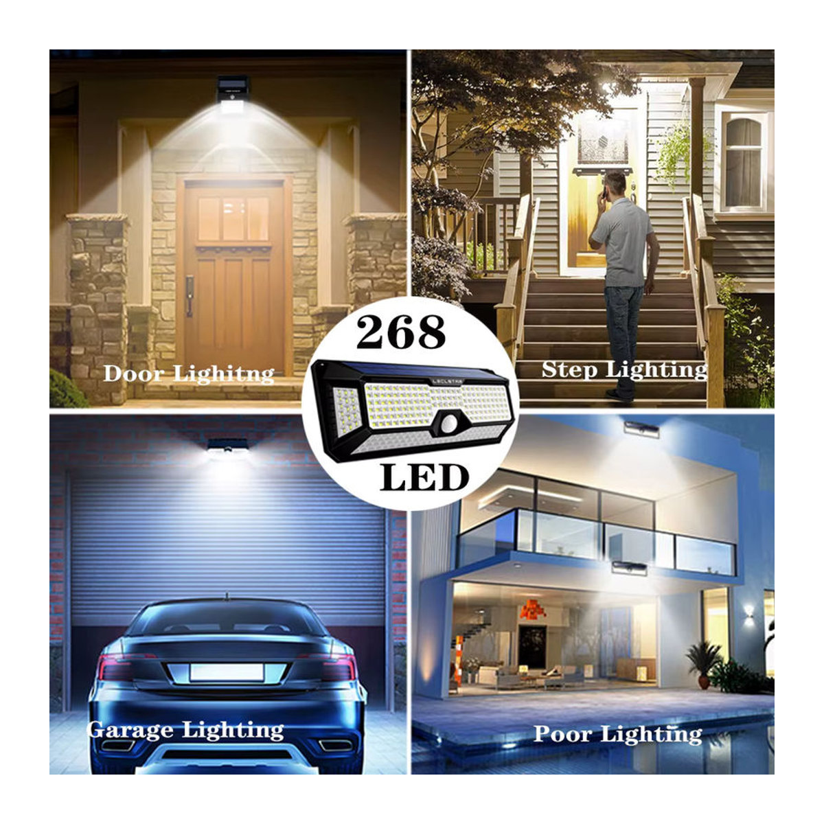 Leclstar Solar Außen Wandleuchte mit 268 LED und Bewegungssensor, Schwarz, Modern - Bild 4