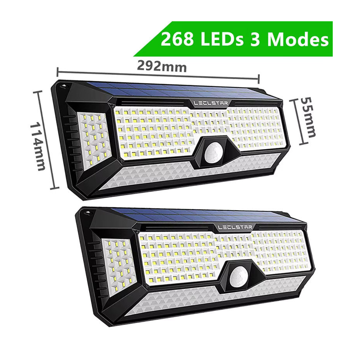 Leclstar Solar Außen Wandleuchte mit 268 LED und Bewegungssensor, Schwarz, Modern - Bild 6
