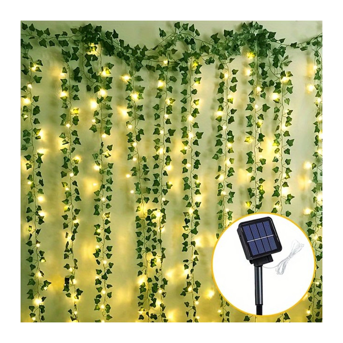 Leclstar Solar Efeu Lichterkette mit LED und 8 Modi in Grün für Garten, Hochzeit und Weihnachtsdekoration - Bild 1