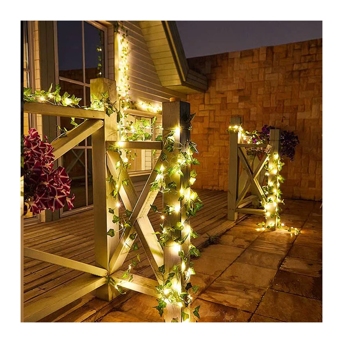 Leclstar Solar Efeu Lichterkette mit LED und 8 Modi in Grün für Garten, Hochzeit und Weihnachtsdekoration - Bild 4