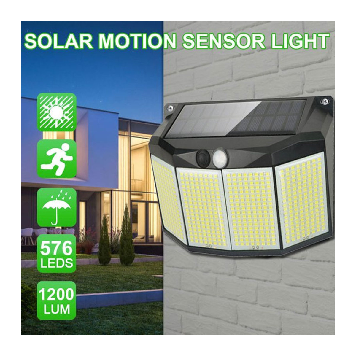 Leclstar Solar-LED-Wandleuchte für den Außenbereich mit Bewegungsmelder und 3 Modi, Schwarz, Modern - Bild 1