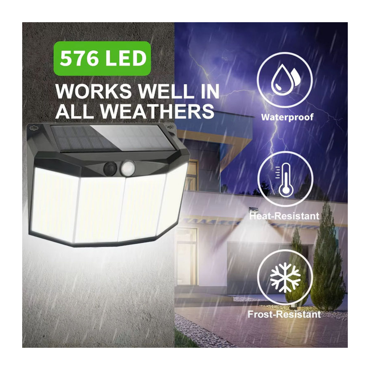 Leclstar Solar-LED-Wandleuchte für den Außenbereich mit Bewegungsmelder und 3 Modi, Schwarz, Modern - Bild 4