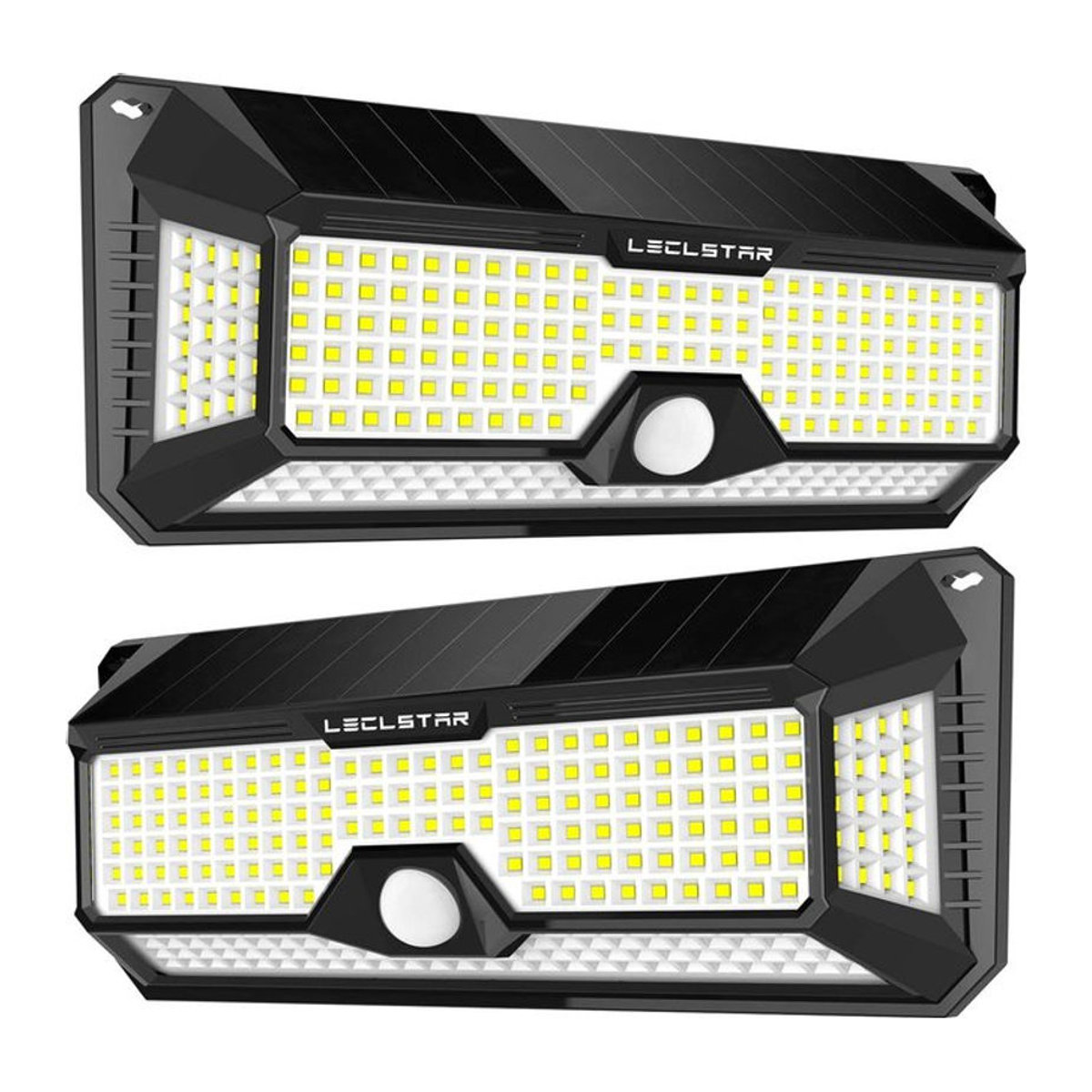 Leclstar Solar-LED-Wandleuchte mit 268 LEDs und Bewegungsmelder, IP65 wasserdicht, Schwarz - Bild 1
