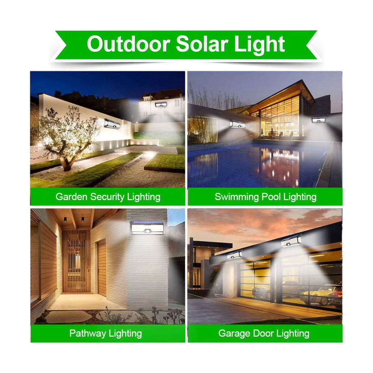 Leclstar Solar-LED-Wandleuchte mit 268 LEDs und Bewegungsmelder, IP65 wasserdicht, Schwarz - Bild 6