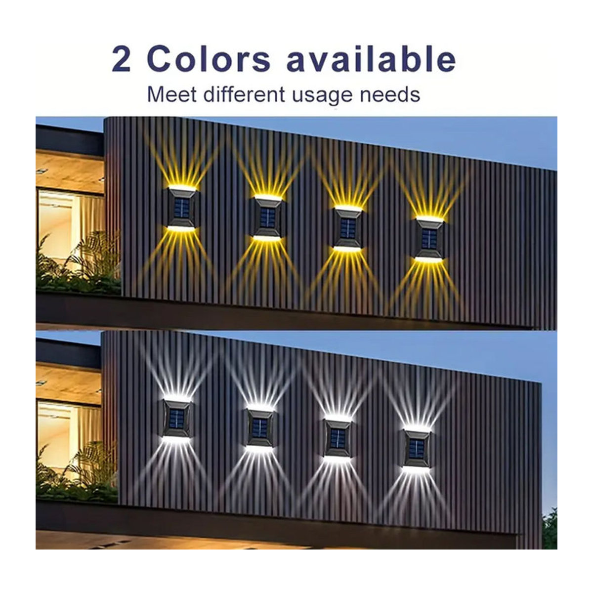 Leclstar Solar Wandleuchte LED Modern Kaltweiß für Garten und Terrasse in Schwarz oder Weiß - Bild 1