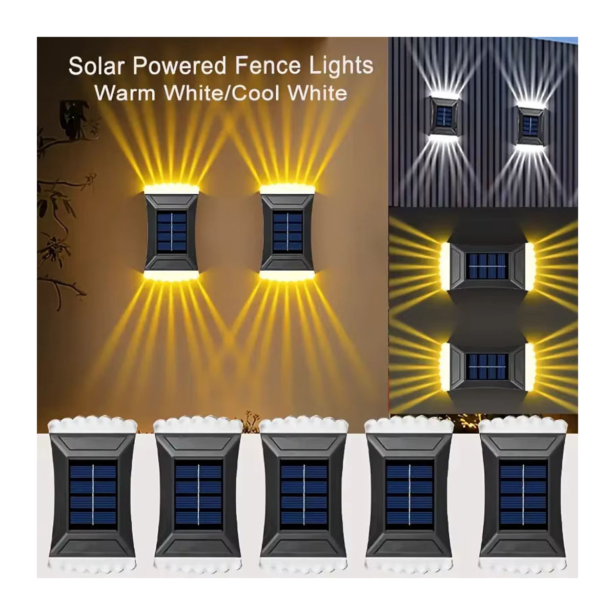 Leclstar Solar Wandleuchte LED Modern Kaltweiß für Garten und Terrasse in Schwarz oder Weiß - Bild 3