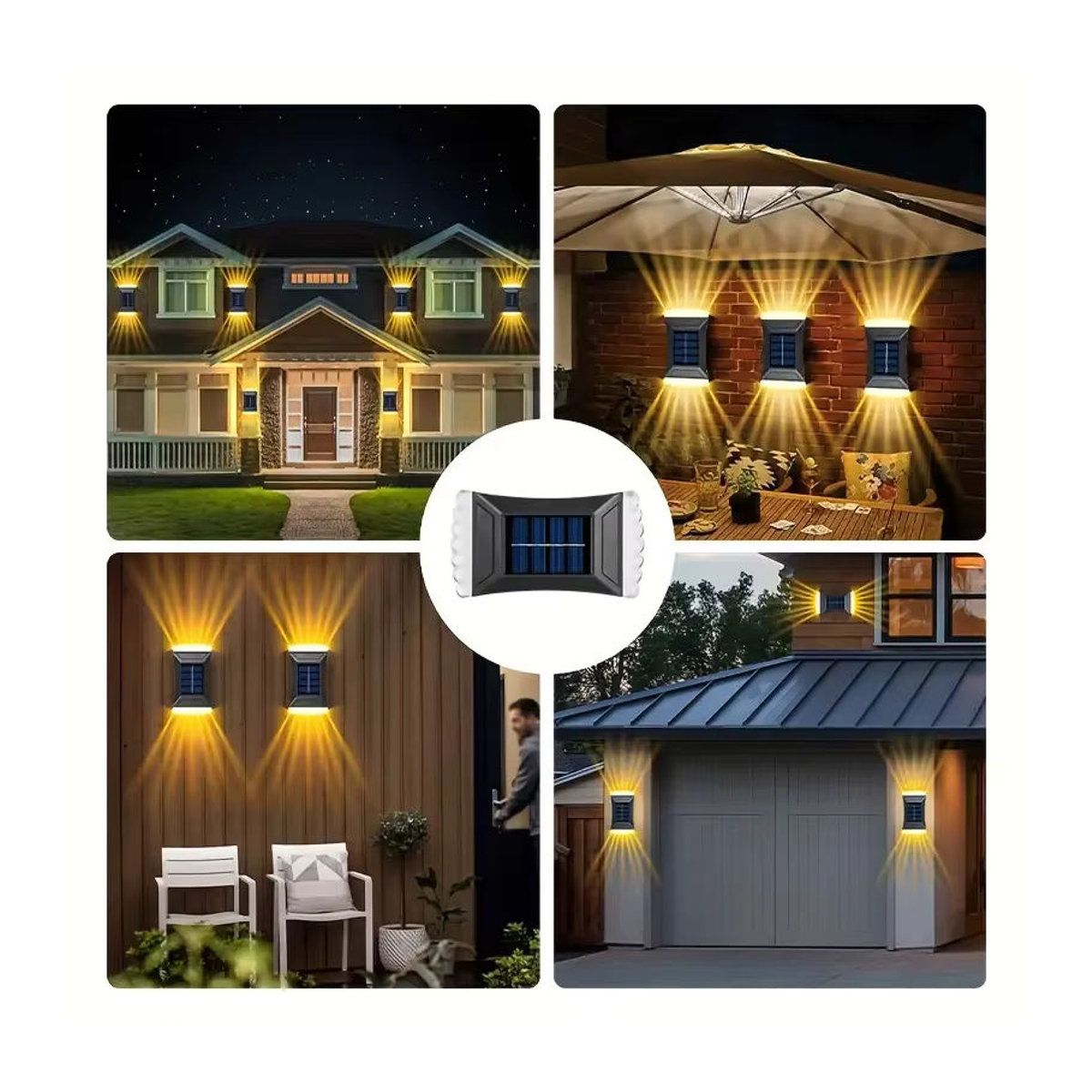 Leclstar Solar Wandleuchte LED Modern Kaltweiß für Garten und Terrasse in Schwarz oder Weiß - Bild 4