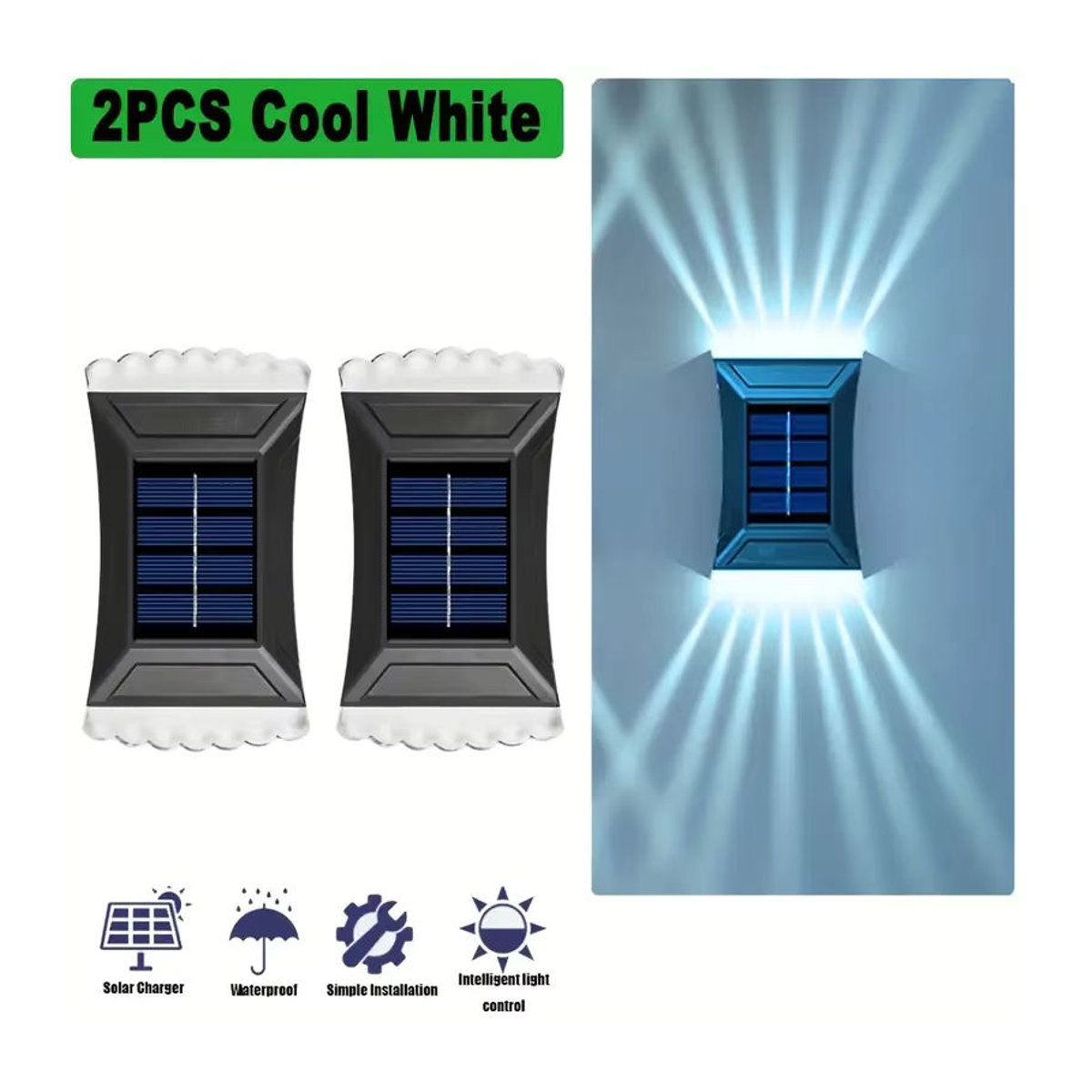 Leclstar Solar Wandleuchte LED Modern Kaltweiß für Garten und Terrasse in Schwarz oder Weiß - Bild 5