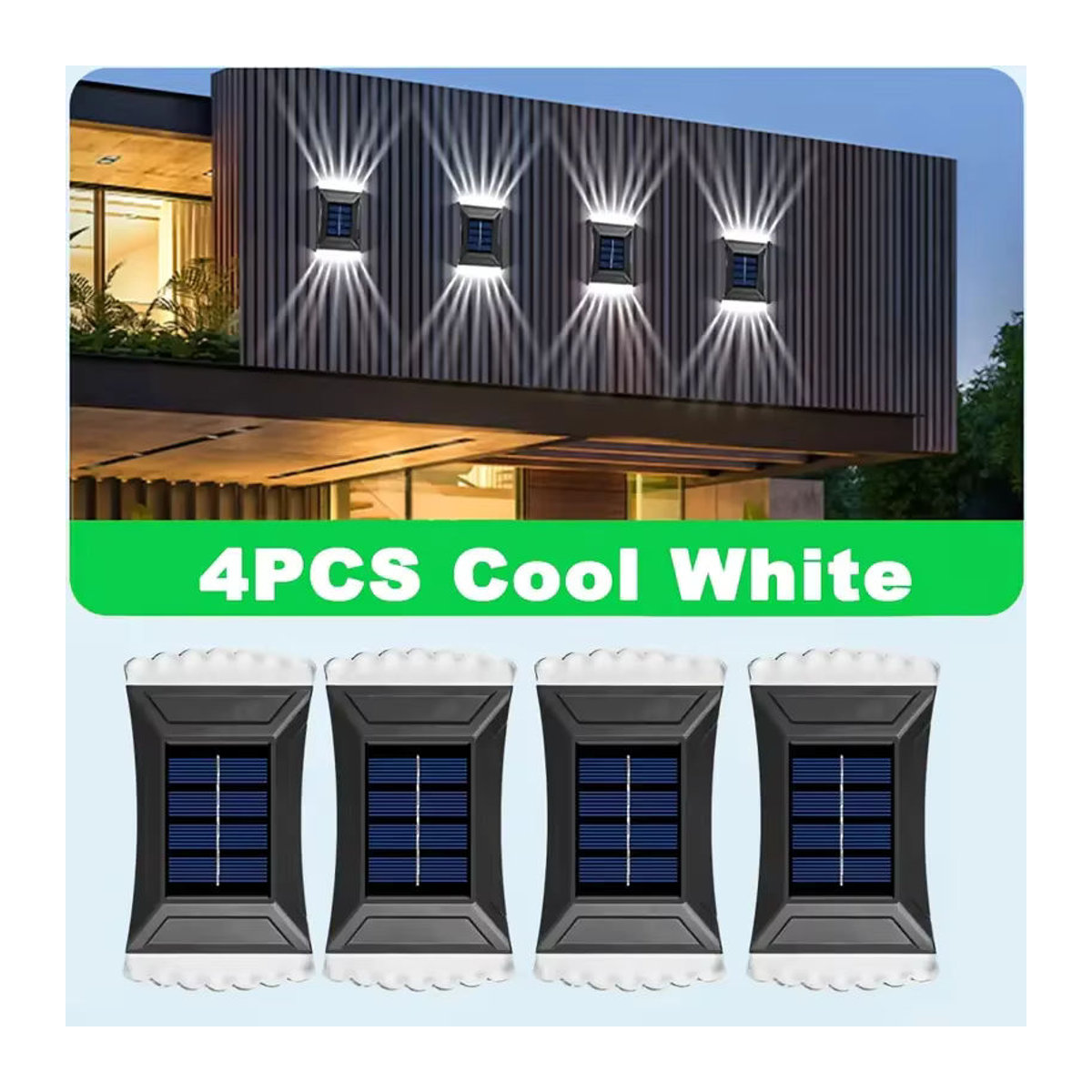 Leclstar Solar Wandleuchte LED Modern Kaltweiß für Garten und Terrasse in Schwarz oder Weiß - Bild 6