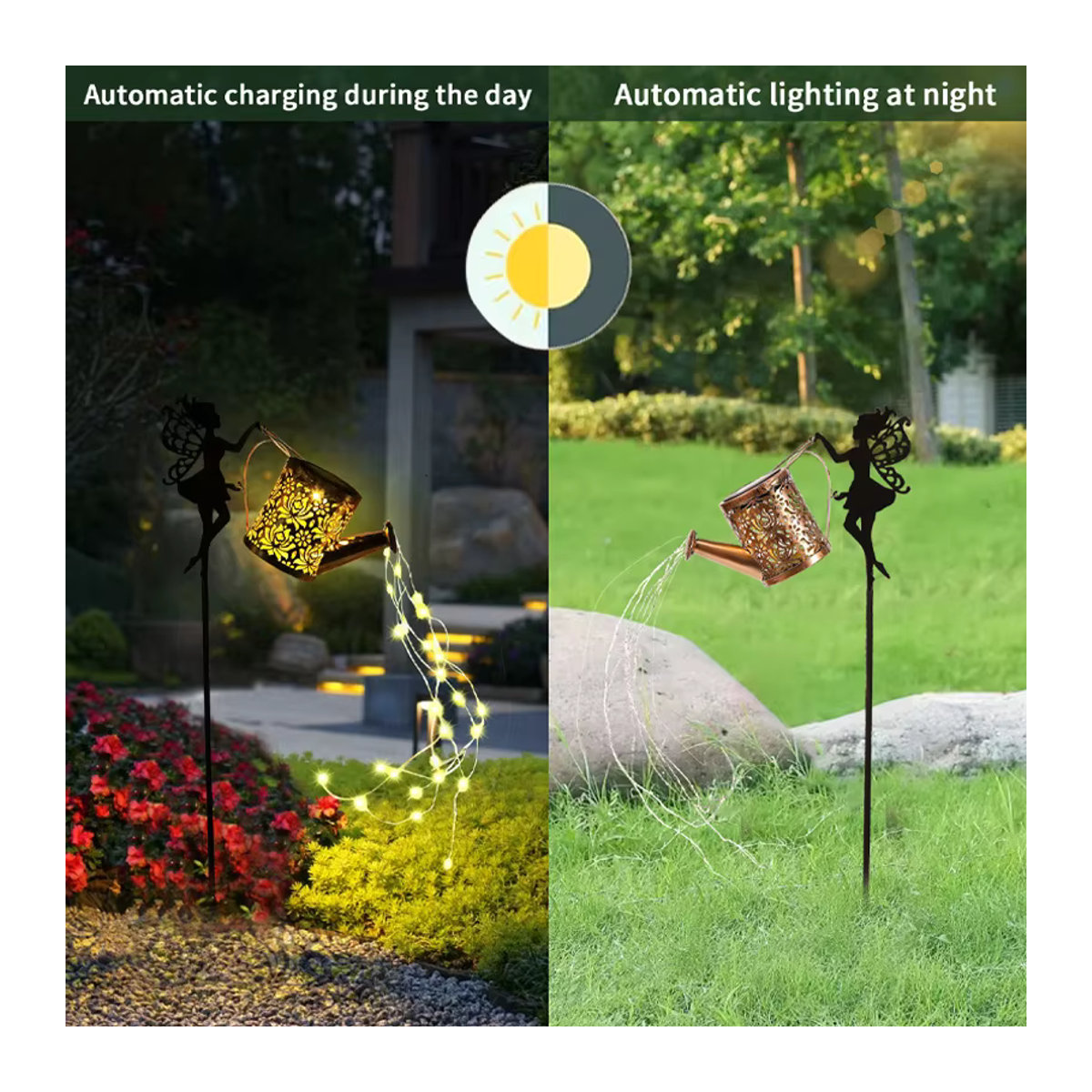 Leclstar Solarleuchte in Form einer Gießkanne, warmweiß, wasserdichte Gartenbeleuchtung für Terrasse und Außenbereich in Weiß oder Schwarz - Bild 2