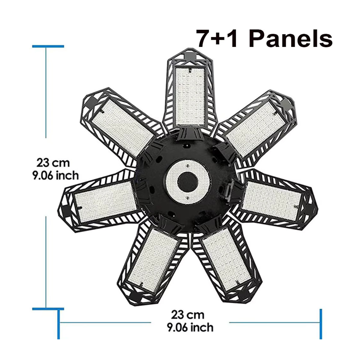 Leclstar Verformbare LED-Garagenleuchte mit verstellbaren Panels, Deckenlampe in Schwarz aus Aluminium mit E27 Fassung - Bild 7