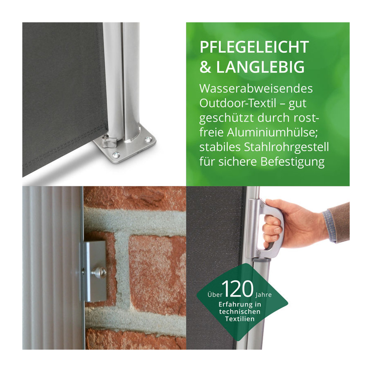 Leco ausziehbare Seitenmarkise aus Aluminium und Stahl in Anthrazit, Höhe: 160 cm, Länge: 300 cm - Bild 5