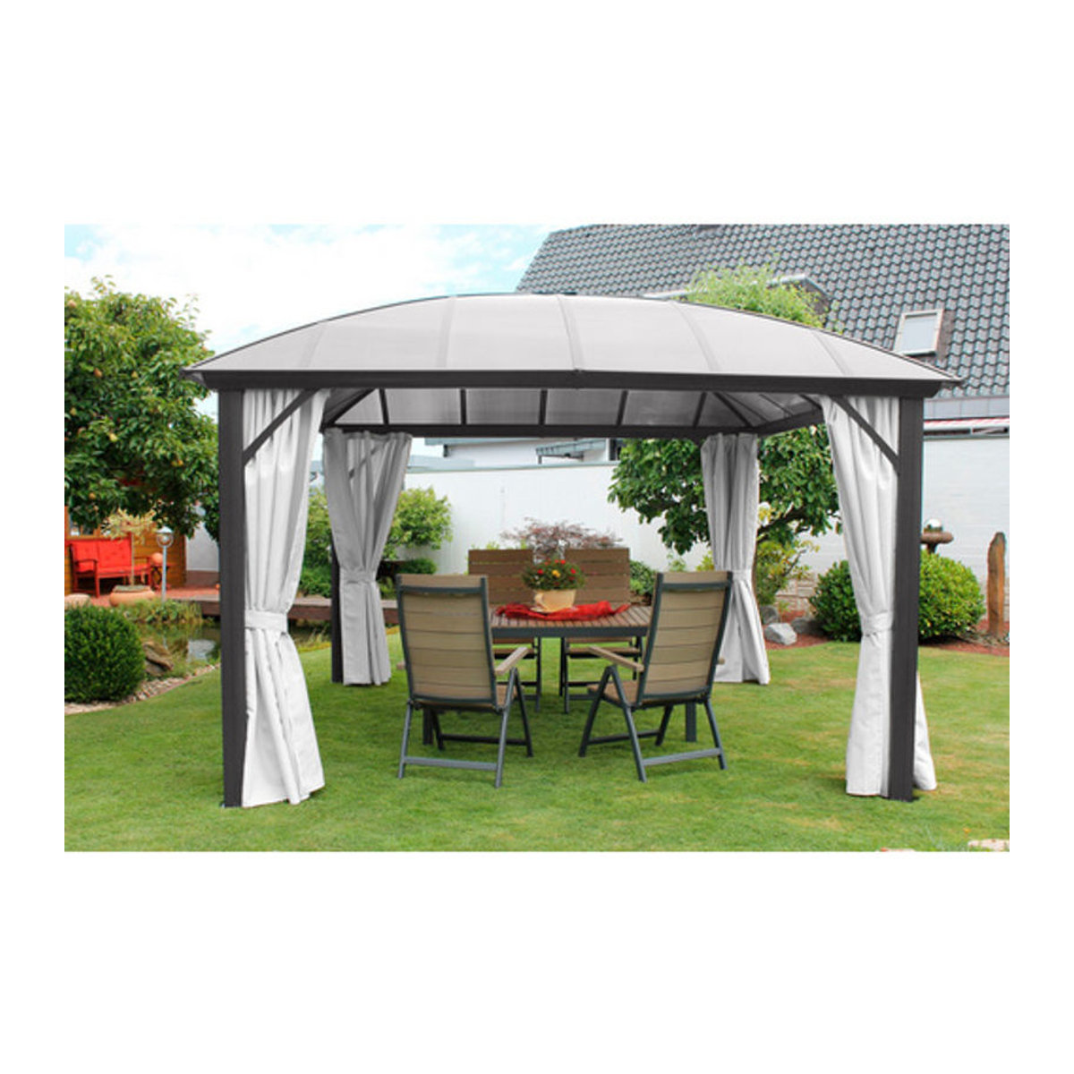 LECO Hardtop-Gartenpavillon mit Kuppeldach in Anthrazit-Grau, B/T/H: 365 x 365 x 270 cm - Bild 4