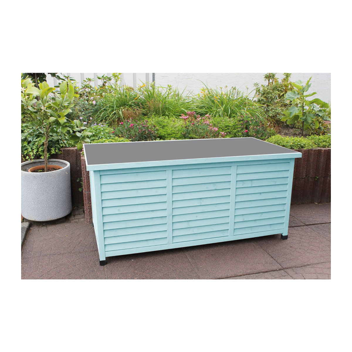 Leco Kissenbox Vintage in Mint Blau B/H/T: 132 x 61 x 66 cm - Bild 4