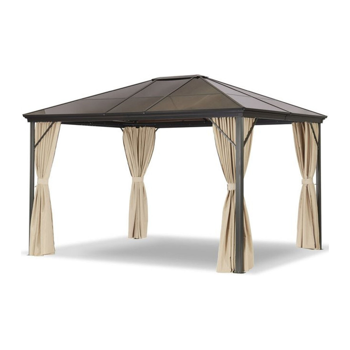 Leco Profi-Pavillon Metall-Gartenüberdachung mit braunem Dach und Seitenteilen in Natur, B/T: 365 x 300 cm - Bild 4