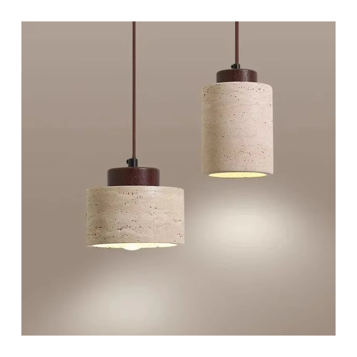 LED Anhänger Lampe aus Bimsstein in Gelb und Beige im Retro-Skandinavischen Design - Bild 5