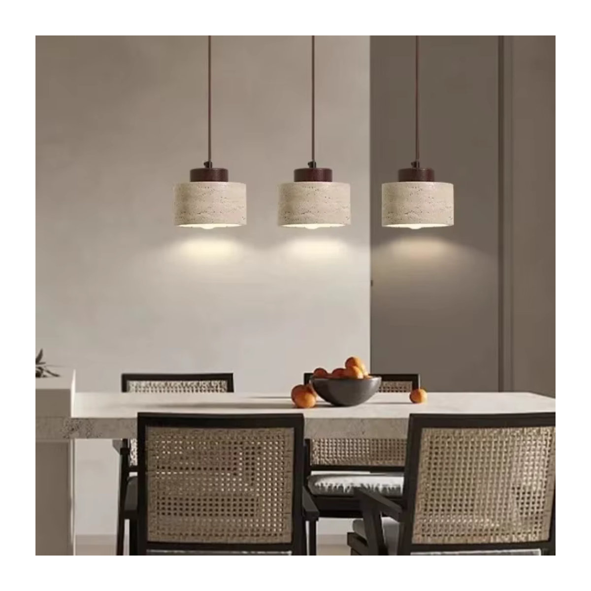 LED Anhänger Lampe aus Bimsstein in Gelb und Beige im Retro-Skandinavischen Design - Bild 6