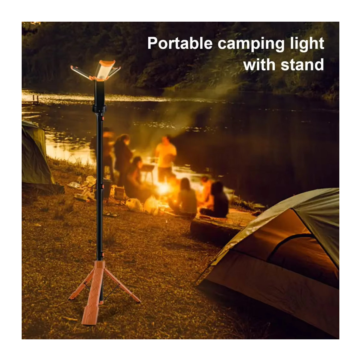 LED-Arbeitsleuchte mit Stativ und Haken, wasserdichte IP65 Stützlampe mit 4 Modi und Powerbank-Funktion für Outdoor und Angeln - Bild 4