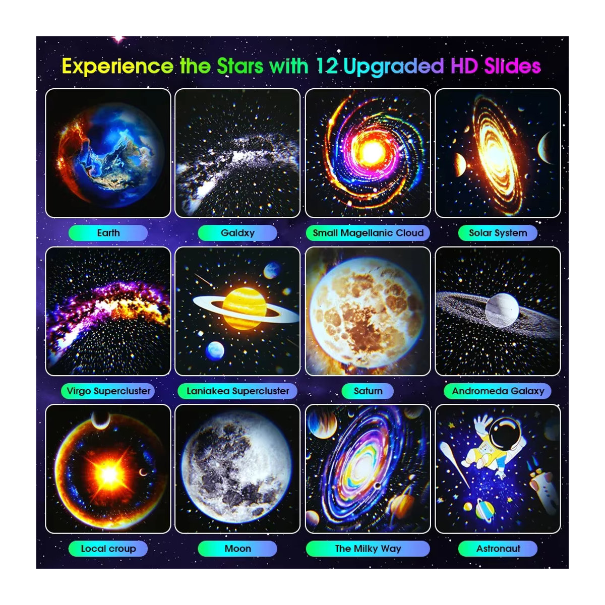 LED Astronauten Sternenhimmel Projektor mit 12 Filmen und Galaxy Nachtlicht in Weiß - Bild 5