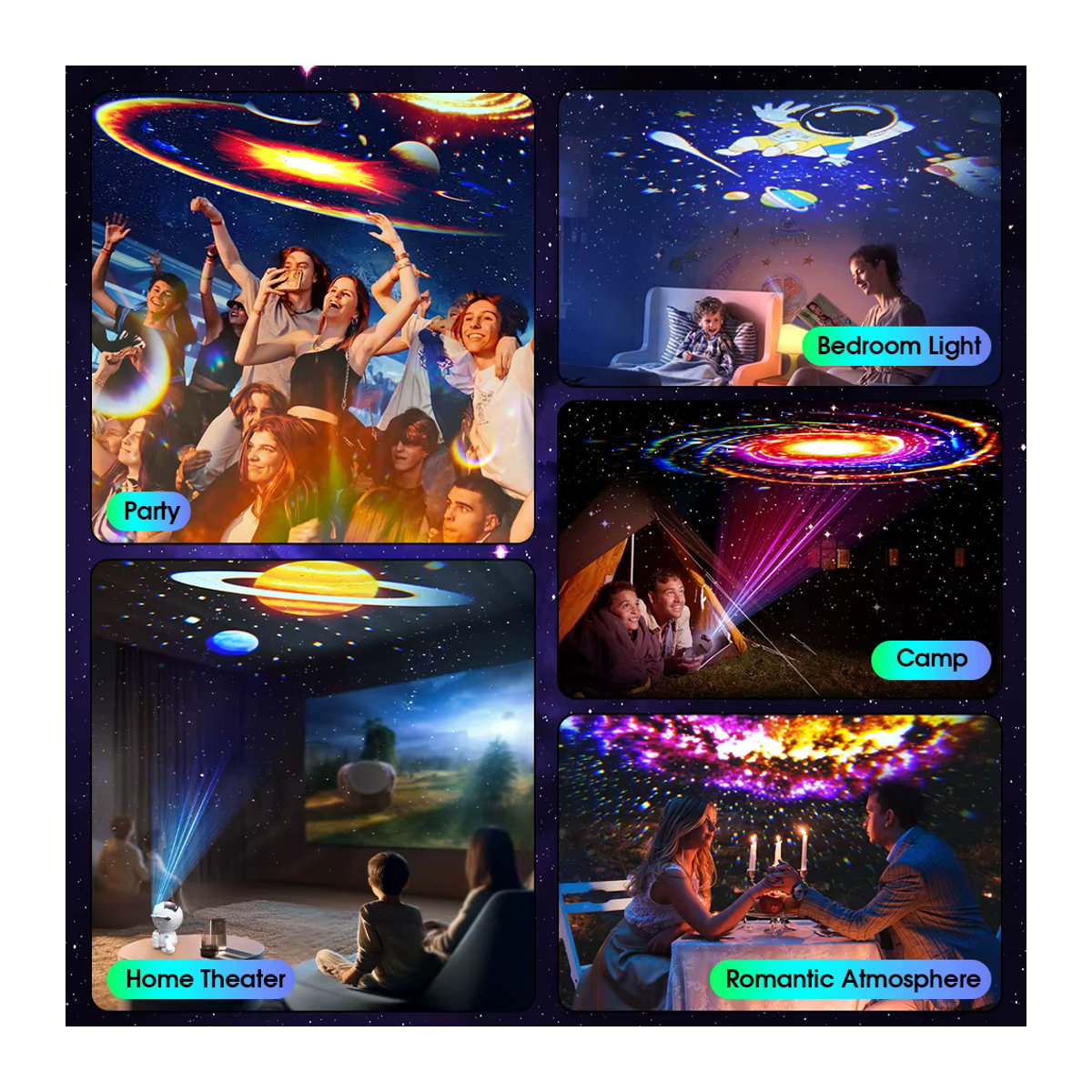 LED Astronauten Sternenhimmel Projektor mit 12 Filmen und Galaxy Nachtlicht in Weiß - Bild 6